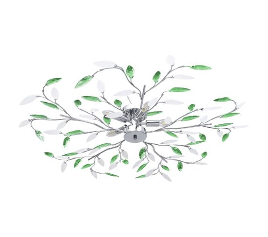 Plafonnier À Bras En Cristal Acrylique 5 Ampoules E14 Vert