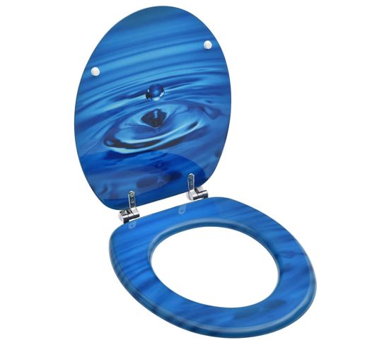 Siège De Toilette Avec Couvercle Mdf Bleu Gouttes D'eau