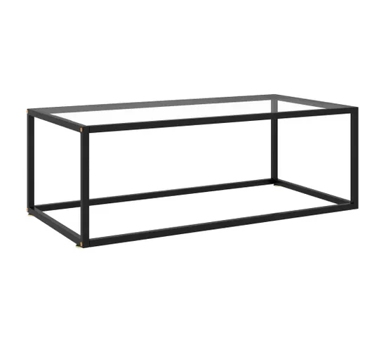 Table Basse Noir Avec Verre Trempé 100x50x35 Cm