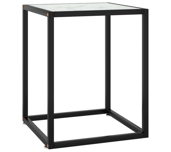 Table Basse Noir Avec Verre Marbre Blanc 40x40x50 Cm