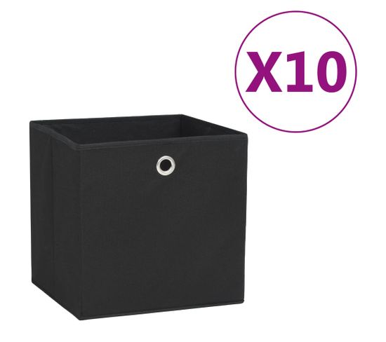 Boîtes De Rangement 10 PCs Tissu Intissé 28x28x28 Cm Noir