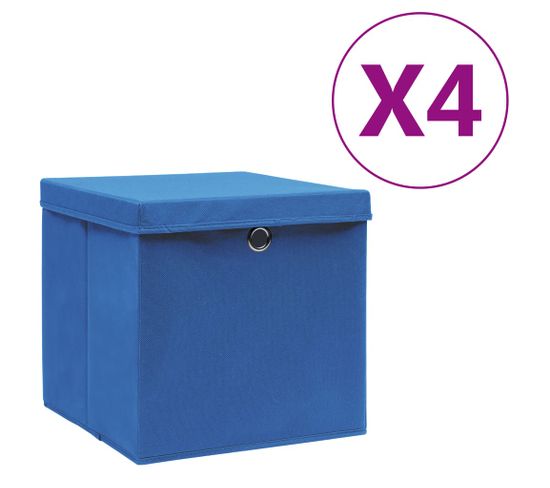 Boîtes De Rangement Avec Couvercles 4 PCs 28x28x28 Cm Bleu