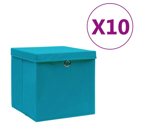 Boîtes De Rangement Avec Couvercles 10pcs 28x28x28cm Bleu Azuré
