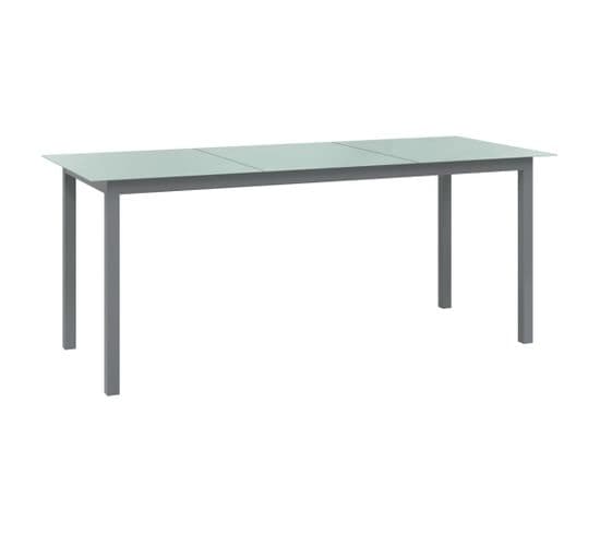 Table De Jardin Gris Clair 190x90x74 Cm Aluminium Et Verre
