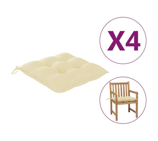 Coussins De Chaise 4 PCs Blanc Crème 50x50x7 Cm Tissu Oxford