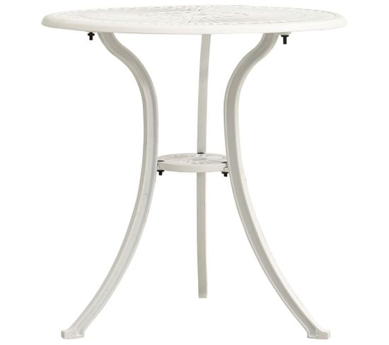 Table De Jardin Blanc 62x62x65 Cm Aluminium Coulé