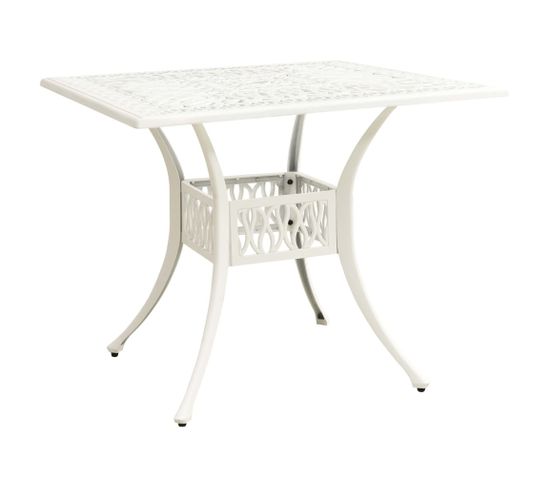 Table De Jardin Blanc 90x90x73 Cm Aluminium Coulé