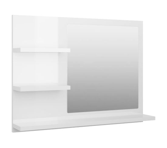 Miroir De Salle De Bain Blanc Brillant 60x10,5x45 Cm Aggloméré