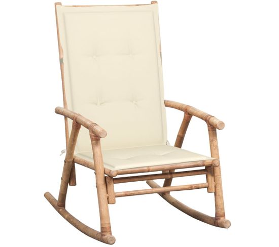 Chaise À Bascule Avec Coussin Bambou
