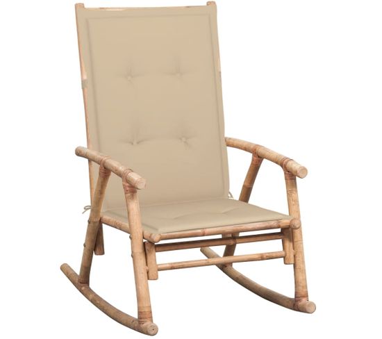 Chaise À Bascule Avec Coussin Bambou