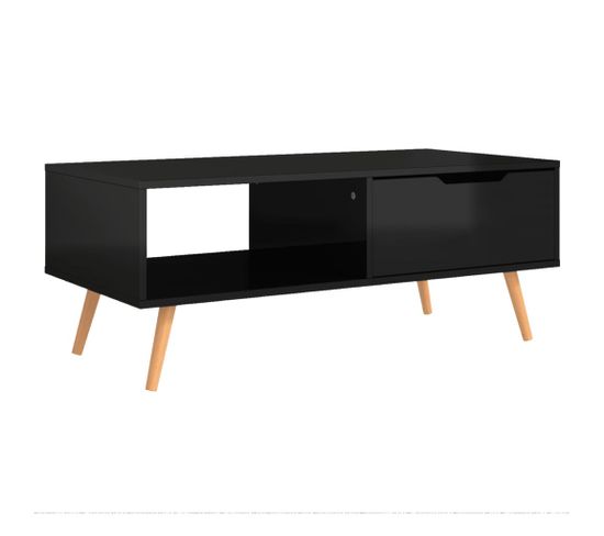 Table Basse Noir Brillant 100x49,5x43 Cm Aggloméré