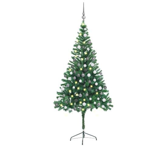 Arbre de Noël artificiel pré-éclairé/boules 180 cm 564 branches