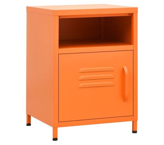 Table De Chevet Orange 35x35x51 Cm Acier