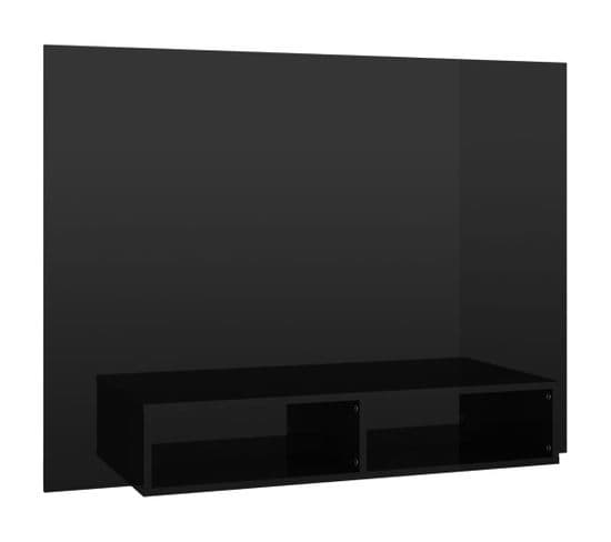 Meuble TV Mural Noir Brillant 120x23,5x90 Cm Aggloméré