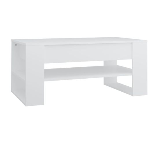 Table Basse Blanc 102x55x45 Cm Bois D'ingénierie