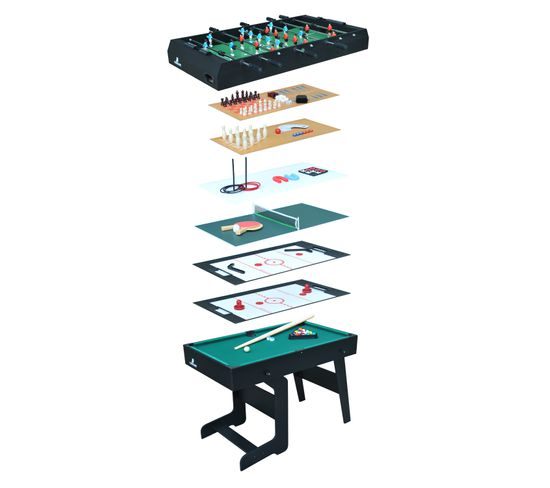 All-in-one / 16-in-1 Table De Jeux Multifonction Pliable En Noir   Table Multi Jeux Avec