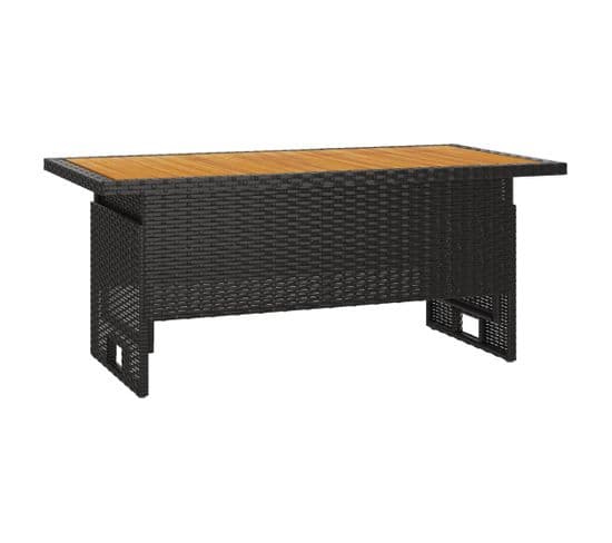 Table basse De Jardin Noir 100x50x43/63 Cm Acacia Et Résine Tressée