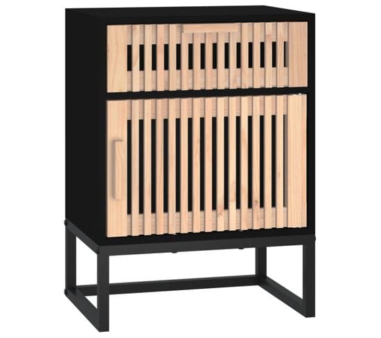 Table De Chevet Noir 40x30x55,5 Cm Bois D’ingénierie Et Fer