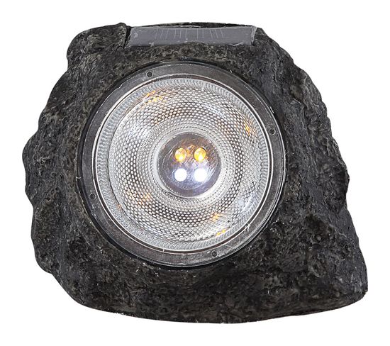 Lampe Solaire Rocher - H. 10,5 Cm - Anthracite