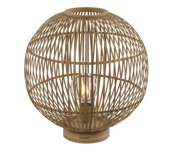 Lampe À Poser Design Bambou Hildegard - Diam. 40 X H. 42 Cm - Beige Naturel
