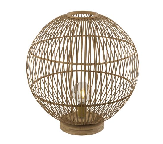 Lampe À Poser Design Bambou Hildegard - Diam. 50 X H. 53 Cm - Beige Naturel