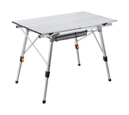Table De Camping Pliante En Aluminium, 91 X 50 Cm, Hauteur Réglable - Argento