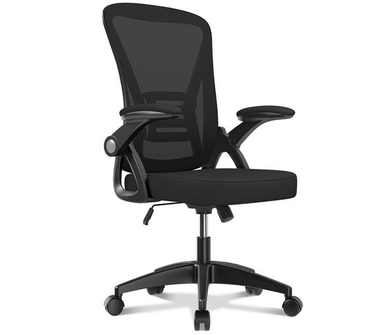 Chaise de bureau chaise de bureau ergonomique avec accoudoir rabattable à 90° support lombaire noir