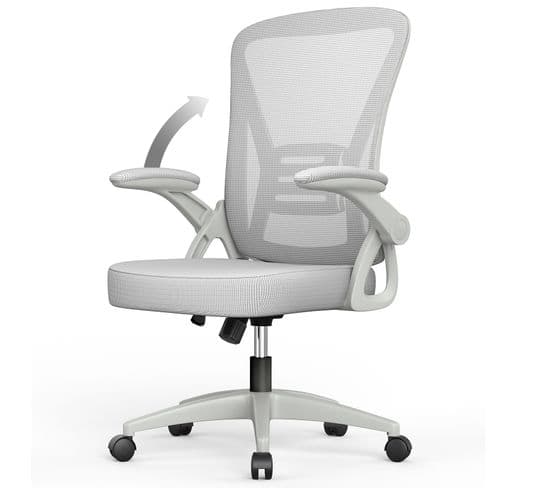Chaise de bureau chaise de bureau ergonomique avec accoudoir rabattable à 90° support lombaire gris