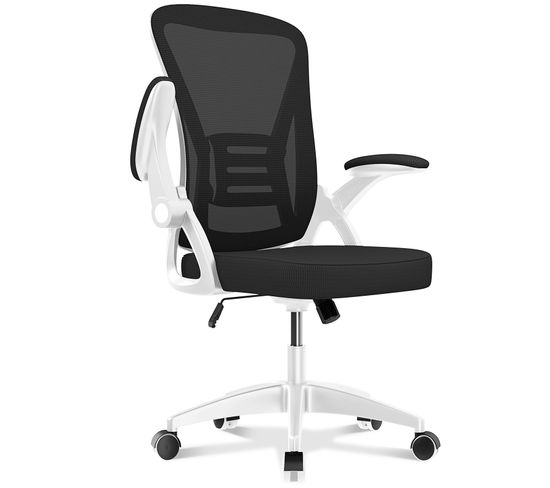 Chaise De Bureau Avec Accoudoir Rabattable à 90 °, Support Lombaire, Chaise D'ordinateur Pivotante R