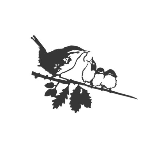 Oiseau Sur Pique Troglodyte Mignon Et Ses Oisillons En Acier Corten