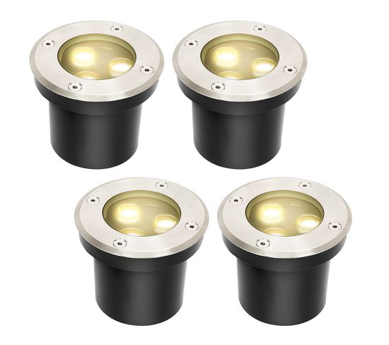 4x 3w Spot LED Lumières Enterrées Chaud Blanc Lampe De Sol Pour Jardin Éclairage Extérieur Ip65