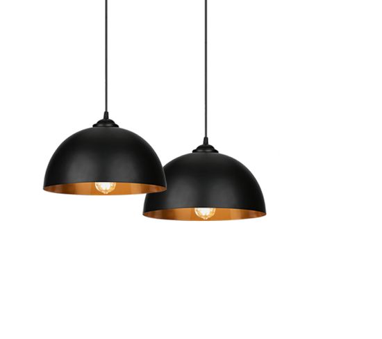 2er Suspension Abat-jour Industrielle Rétro Lustre Lampe De Plafond Luminairesalon Cuisine E27