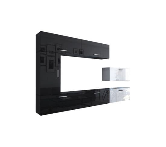Ensemble Meuble TV Concept 10-10-hg-bw-4 Noir-blanc Brillant 249 Cm