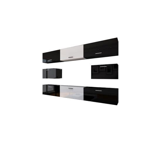 Ensemble Meuble TV Concept 7-hg-bw-2 Noir-blanc Brillant 249 Cm