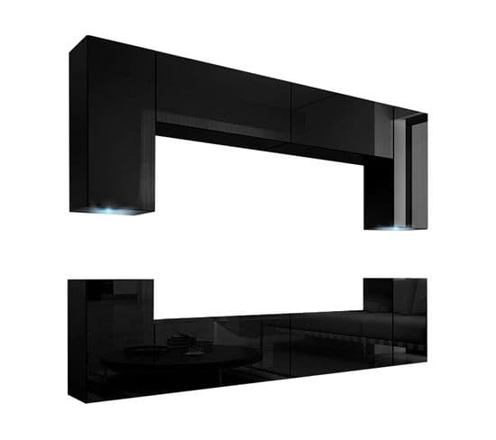 Ensemble Meuble TV Concept 1a Noir Brillant 240 Cm