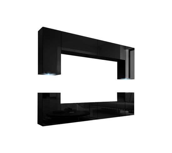 Ensemble Meuble TV Concept 1-hg-b -12-1b Noir Brillant 256 Cm