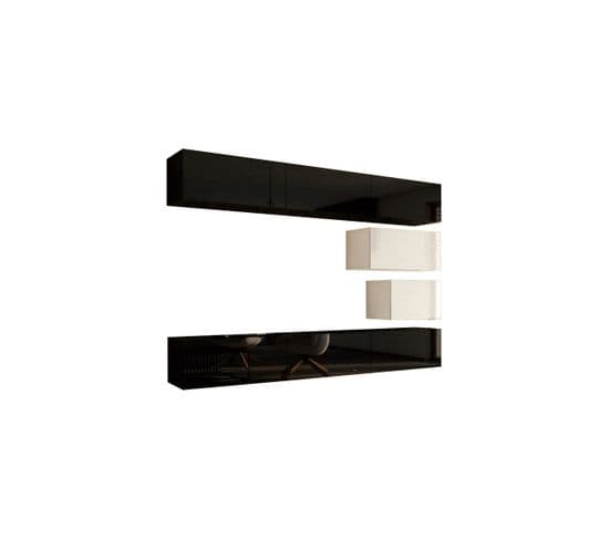 Ensemble Meuble TV Concept 16-16-hg-bw-2 Noir-blanc Brillant 249 Cm