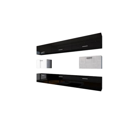 Ensemble Meuble TV Concept 7-hg-bw-4 Noir-blanc Brillant 249 Cm