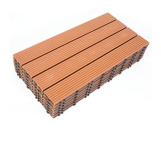 Lot De 36 Dalle De Terrasse En Composite Bois-plastique. 6 M². 60x30 Cm Jaune-brun