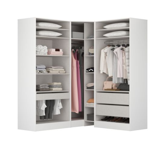 Armoire dressing angle blanc EXTENSO L.2x1,91 compo 13