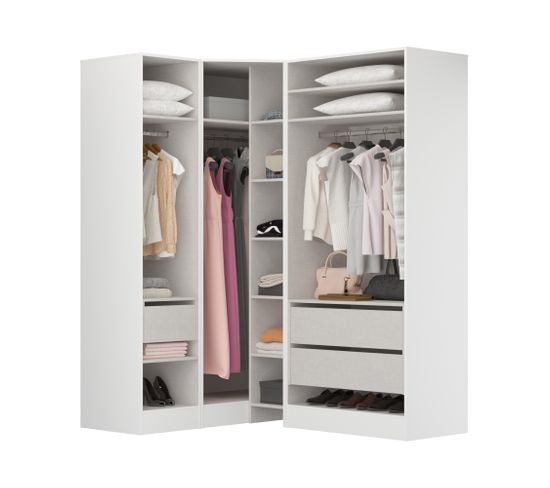 Armoire dressing angle blanc EXTENSO L.1,5x1,91 compo 14