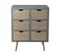 Martin - Commode Grise 6 Tiroirs Beiges Bois Pin