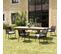 Malo - Salon De Jardin 6 Pers. - 1 Table Rectangulaire 180x100cm Et 6 Fauteuils Gris Et Noirs