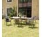 Malo - Salon De Jardin 6 Pers. - 1 Table Rectangulaire 180x100cm Et 6 Fauteuils Beiges Et Noirs Ave