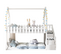 Lit enfant superposé avec 2 tiroirs, avec décoration clôture, bois massif, blanc
