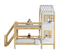Lit cabane superposé pour enfant 90x200cm avec protection antichute, cadre en bois, blanc