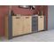 Buffet 3 portes 3 tiroirs STAN 220cm imitation chêne artisan et gris