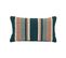 Coussin Décoratif Motifs Rayures Colorées En Coton Vert Rose Et Ivoire 30 X 50 Cm