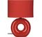 Lampe à Poser Rouge Pied En Céramique Et Abat-jour En Coton H 25 Cm