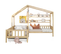 Lit enfant cabane avec tiroirs et étagères en bois massif avec sommier à lattes, structure en L